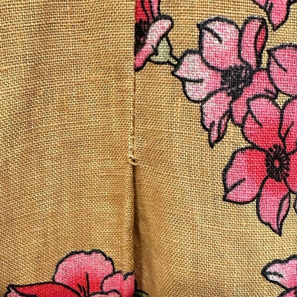 ROSEMARINE Made In Italy 100% Linen Midi Dress Mustard Yellow Floral Button Lrg - Picture 10 of 10